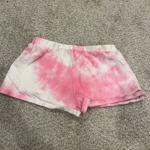 Vibrant Pink and White Tie-Dye Shorts
